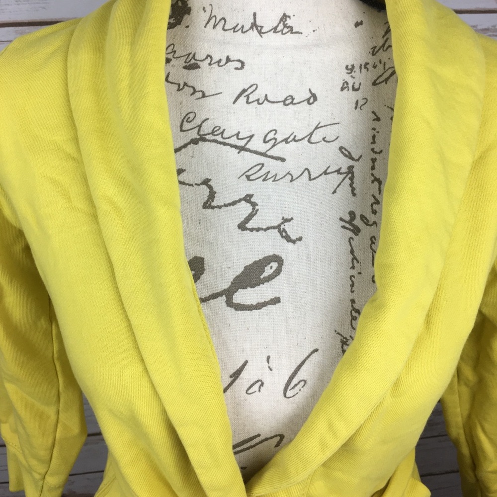 J Crew 3/4 Sleeve Yellow Belted Cotton Jacket Sm - Picture 3 of 8